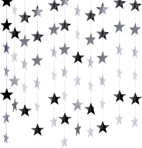 MUNSKT 65 Feet reflective Star Paper Garland,Sparkling Star Bunting Banner for Birthday Holiday ...