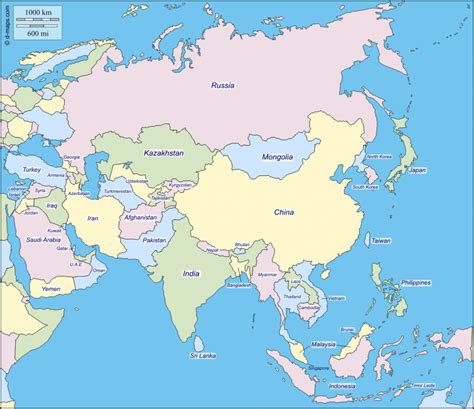 Asia Simple Map: Printable & High-Resolution