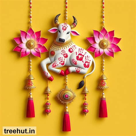 Printable Cow and Lotus Toran for Diwali Decorations, Navratri Bulletin ...