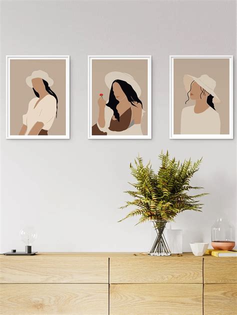 3pcs/set Non-woven Fabric Unframed Painting, Modern Abstract Figure ...