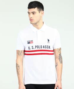 U.S. POLO ASSN. Embroidered Men Polo Neck White T-Shirt - Buy U.S. POLO ...