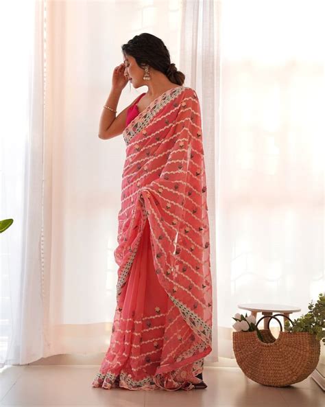 Embroidery Work Designer Organza Silk Fancy Saree – Shri Balaji Emporium
