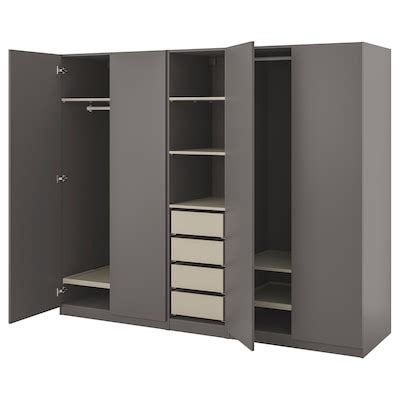 PAX / FORSAND wardrobe combination, dark grey grey-beige/dark grey ...