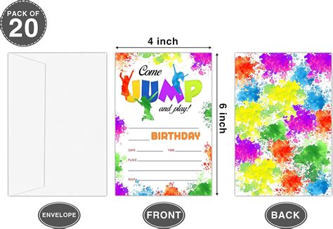 Buy Trampoline Jump Birthday Invitations, Tie Dye Bounce House Theme ...