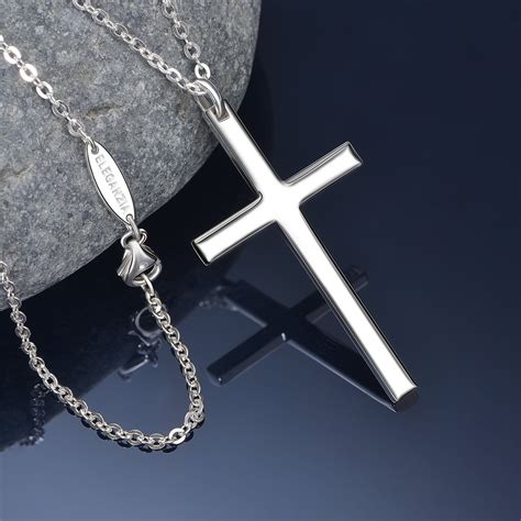Christian Cross Necklaces For Men Silver, 24 inch - uyvsi