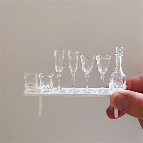 7 Pieces Set 1/6 Miniature Wine Glasses Miniature Dollhouse Champagne ...