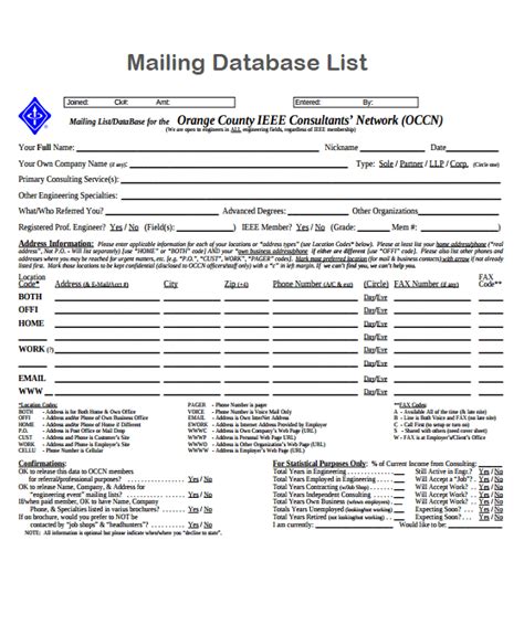 Image result for Mailing List Database