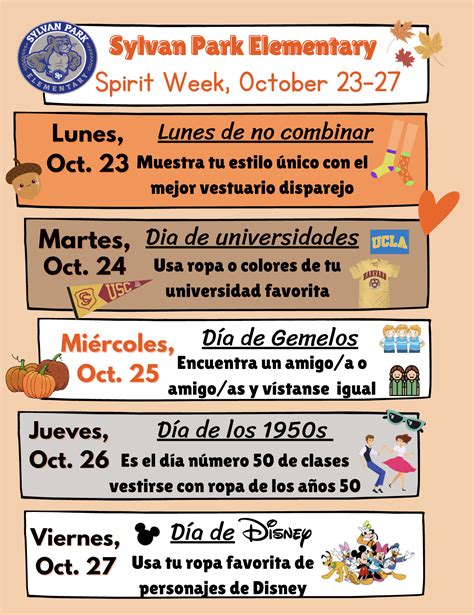 50th Day of School Spirit Week | Sylvan Park Elementary