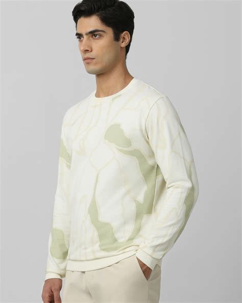 Buy Off White Abstract Print Slim Fit Sweatshirt Online at Muftijeans