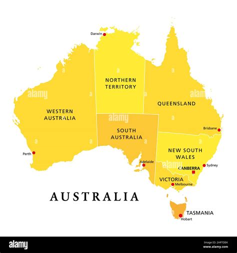 Australia, administrative states and territories, political map Stock Vector Image & Art - Alamy