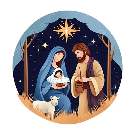 Merry Christmas Nativity Mary Joseph Baby And Three Wise Men Design ...