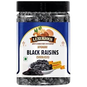 Luxurious Seedless Afghani Black Raisins (Pack of 250 gram) Indian Kali ...