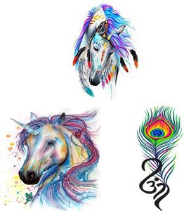 surmul Horse And Peacock Feather Temporary Tattoo for Male And Female ...