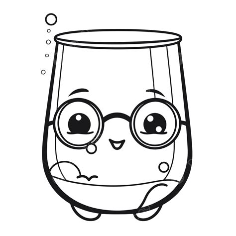 How To Draw A Cute Cartoon Glass Coloring Page Outline Sketch Drawing Vector, Glass Drawing ...
