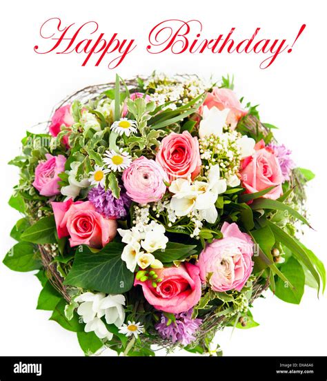 happy birthday! colorful spring flowers bouquet Stock Photo: 67836670 ...