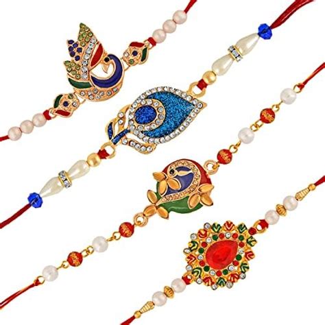 Mahi Combo of Peacok and Peacock Feather Shaped Colorful Meena Work and ...