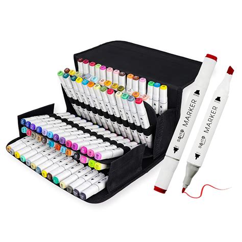 SMTTW 80 Colors Fabric Markers Double Tipped Drawing Markers with Case ...