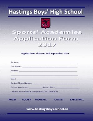 Fillable Online RUGBY HOCKEY FOOTBALL CRICKET BASKETBALL Applications ...