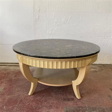 French Marble Top Circular Coffee Cocktail Table For Sale at 1stDibs