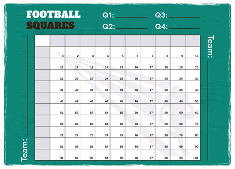 10 Square Football Pool Template | Fanny Printable