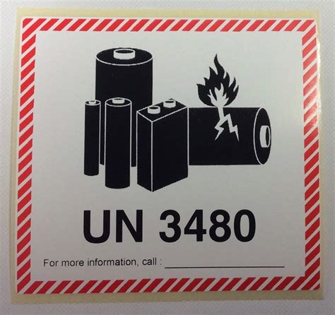 Buy 50 x Extra Large IATA UN 3480 Lithium Ion Battery Hazard Labels ...