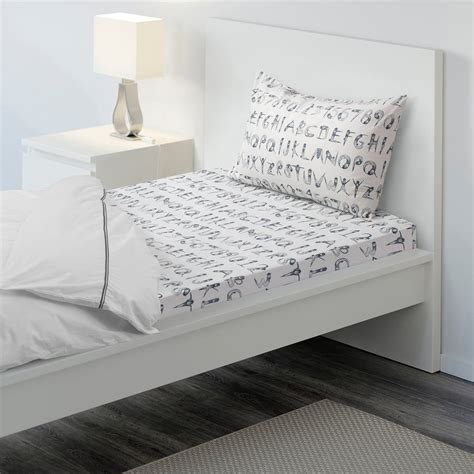 LATTJO flat sheet and pillowcase, numbers/dark green blue, 150x250 ...