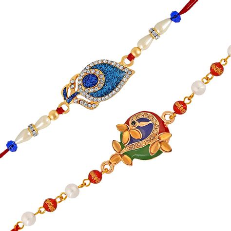 Mahi Combo of Peacock and Peacock Feather Rakhis for Men (RCO1105353M ...
