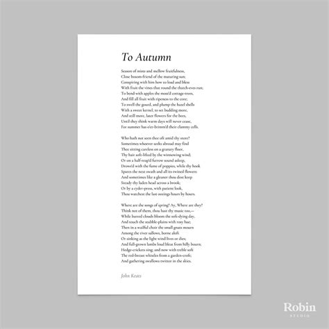 To Autumn by John Keats Poem Print Poetry Print Gift | Etsy