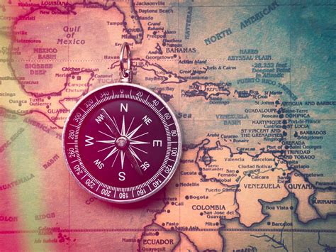 United States Map With Compass A Brss Compass On An Old Map Showing
