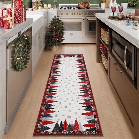 Qeetex 2 x 8 ft Red Christmas Bedside Entryway Laundry Bedroom ...