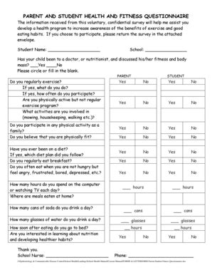 School Health Survey - Fill and Sign Printable Template Online
