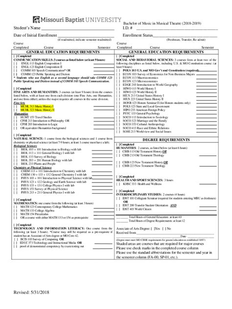 Fillable Online GENERAL EDUCATION REQUIREMENTS DEGREE REQUIREMENTS ...