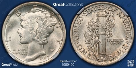 1917 Mercury Dime NGC MS-64 FB (Item 1959490) | GreatCollections Coin ...