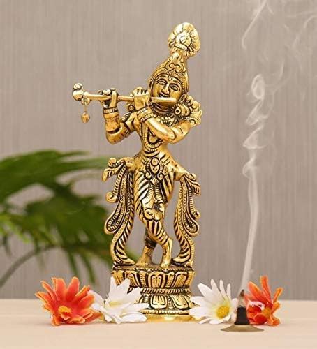 Buy RSN Gold Plated Metal Handicraft Lord Krishna Bhagwan Murti Hindu ...