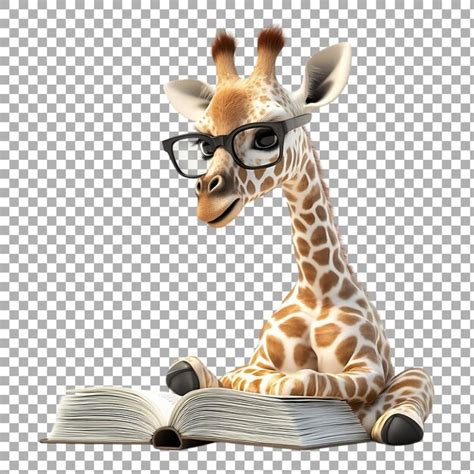 Png giraffe reading a book against transparent background | Premium AI ...