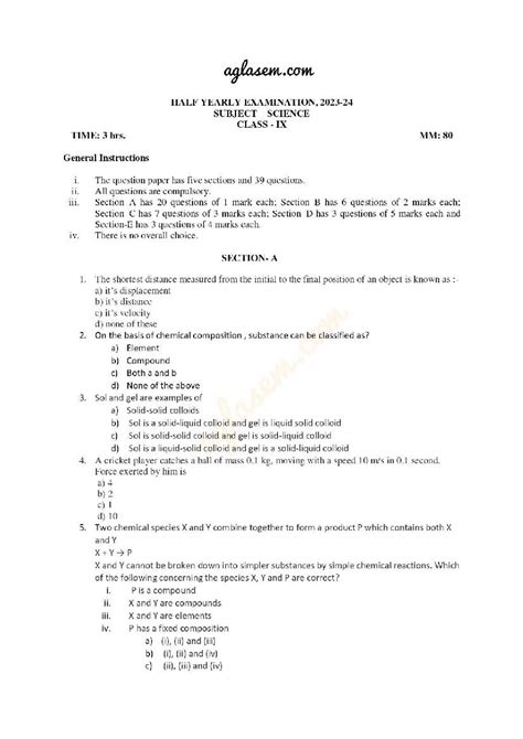 Image result for 9th Class Science Question Paper