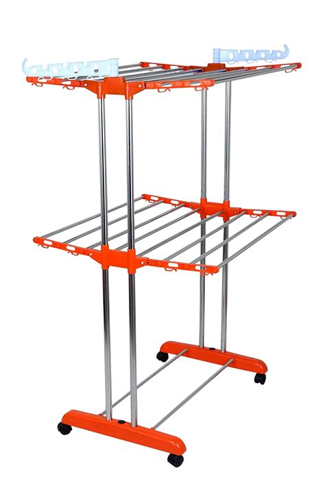 Mega stand Clothes Drying Rack with Caster Wheels /2-Tier Stainless ...