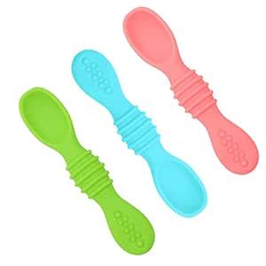 ABOUT SPACE Baby Feeding Spoons - Pack of 3 Smooth Silicone Training ...