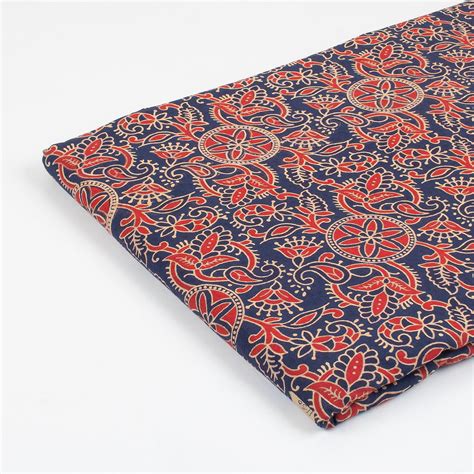 Multicolor Hand Block Floral Print Cotton Ajrakh Material Online – Dmaasa