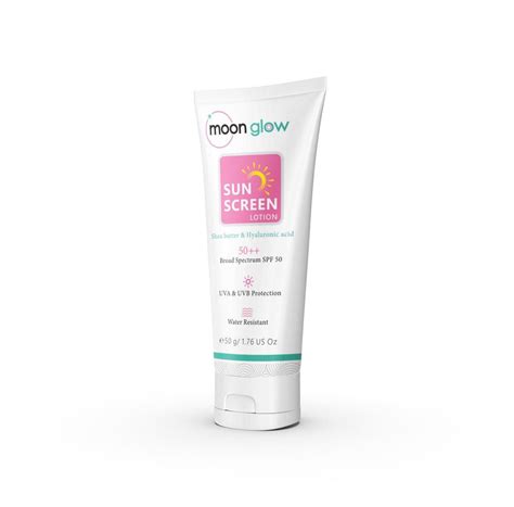 Moon Glow Shea Butter & Hyaluronic Acid SPF 50 PA+++ Sunscreen Lotion ...