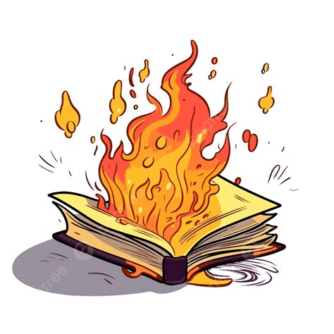 Burning Book Clipart Cartoon Open Book On Fire With Flames Bursting Out ...