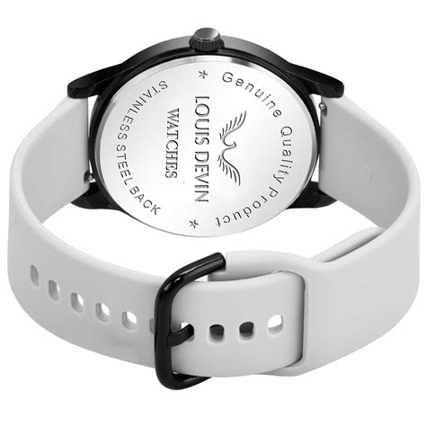 Buy LOUIS DEVIN Grey Silicone Strap Analog Wrist Watch for Men (Silver ...
