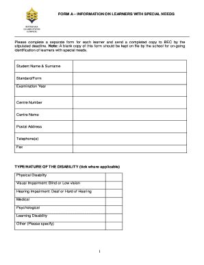 Fillable Online bec co FORM A APPLICATION FOR REASONABLE ADJUSTMENTS ...