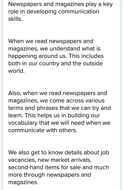 What is the role of newspaper to developing communication skills ...