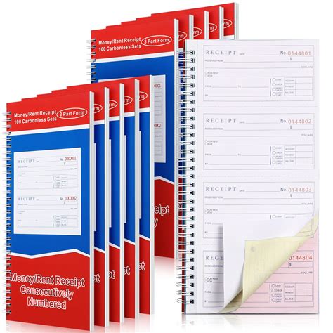 Crtiin 10 Books Money and Rent Receipt Book 3 Part Carbonless Receipt ...