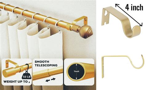 Buy Snooze Factory Golden Curtain Rod, Long Telescopic 1 inch ...