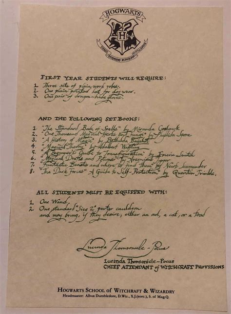 Hogwarts Acceptance Letter Movie Prop