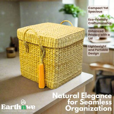 Laundry Basket with Lid | LuxeBox Kauna Grass Storage | EarthNWe ...