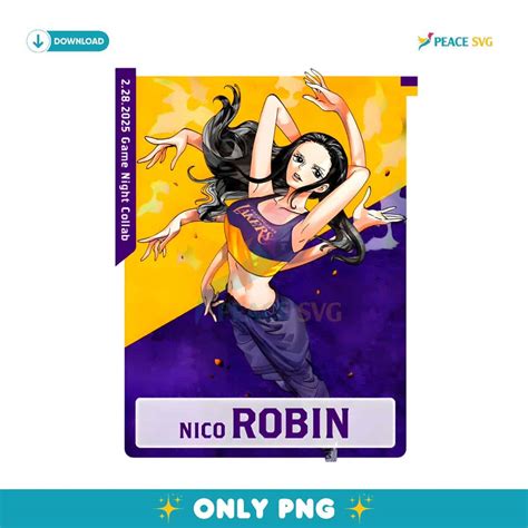 Nico Robin Los Angeles Lakers X One Piece PNG Instant Download | Peace SVG