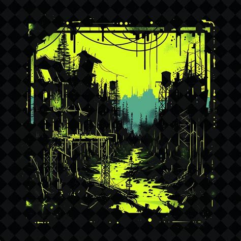 Luminous neon post apocalyptic swamp inside a silhouette rec png neon ...